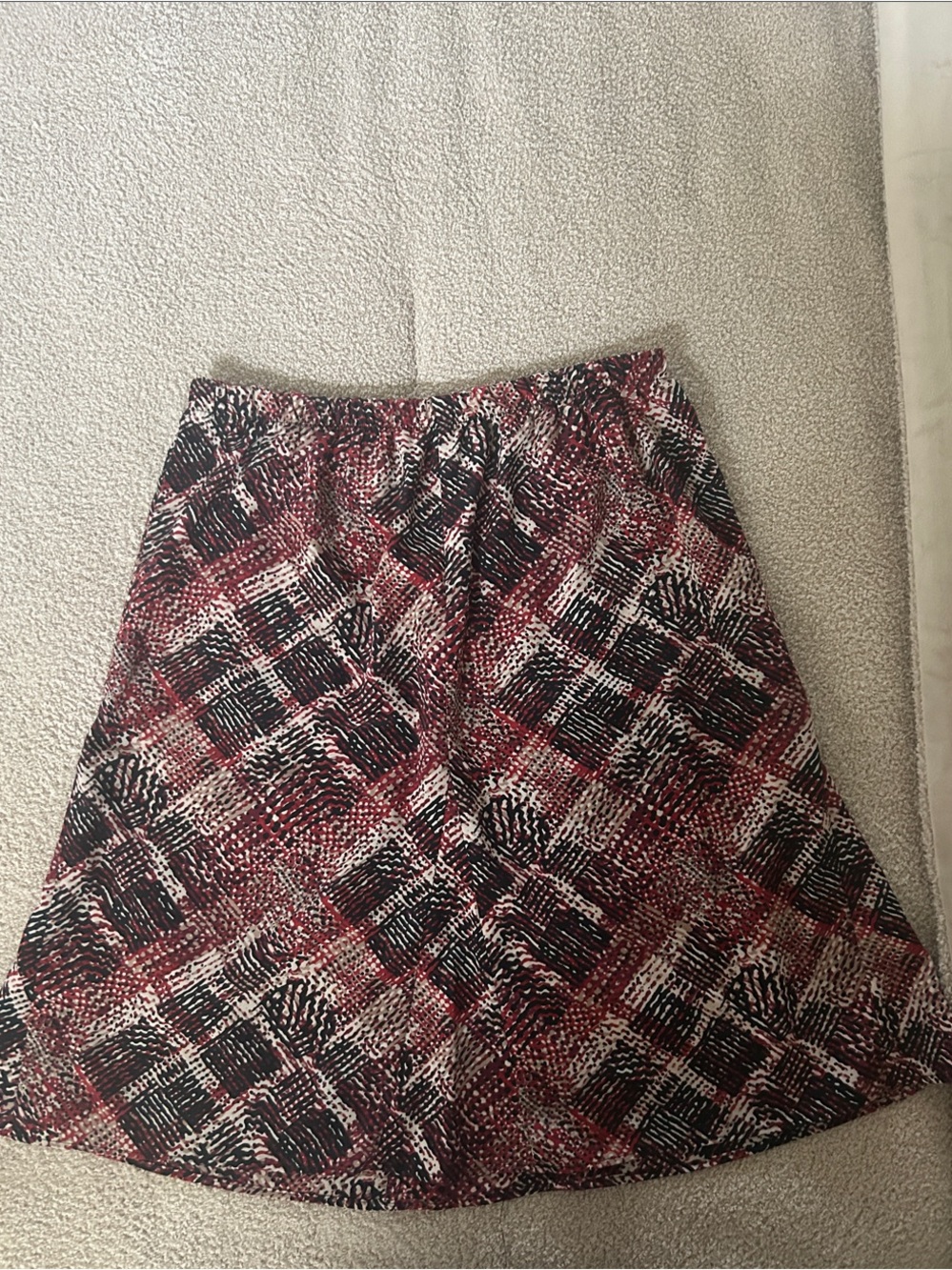 Vintage Red, Black and White Patterned A-Line Skirt